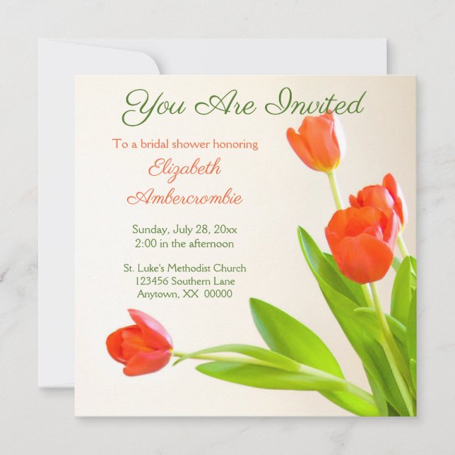 Invitación Está Invitado A La Ducha De Novias Florales (Anverso)