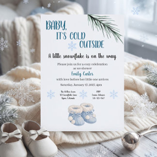 Invitación Está Llegando un Pequeño Copo de Nieve Fiesta de B