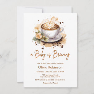 Invitación Está naciendo un bebé, Baby Shower Café Brown