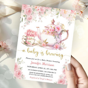 Invitación Está naciendo un bebé Té de regalo para bebé niña