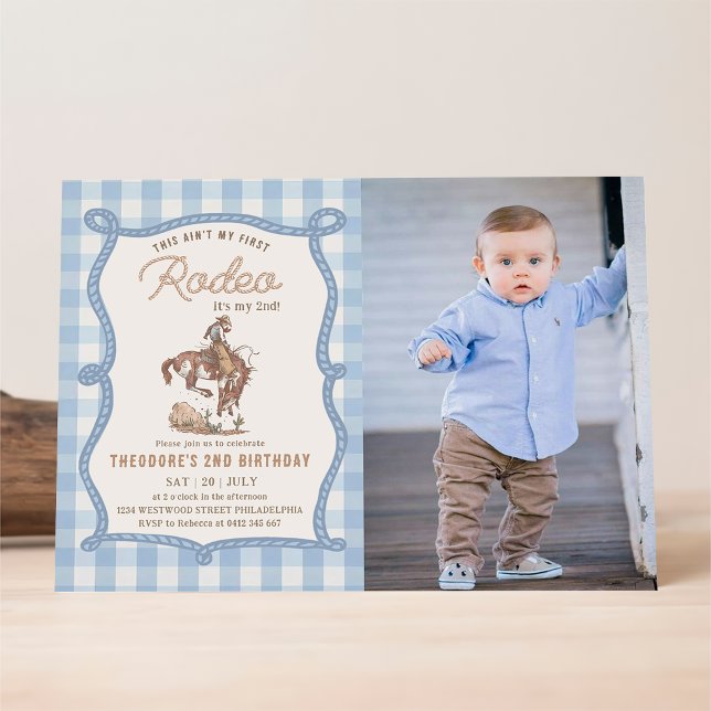 Invitación Esta no es mi primera foto de gingham de rodeo (Subido por el creador)