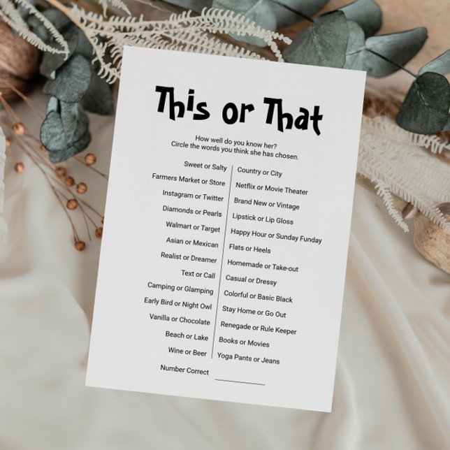 Invitación Esta o esa carta de juego (Subido por el creador)