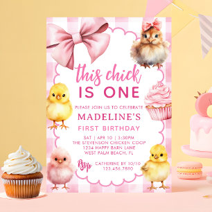 Invitación Esta pollita es una fiesta de cumpleaños número un