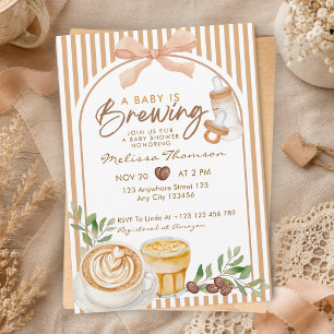 Invitación Está Preparándose un Bebé Fiesta Coquette de Café