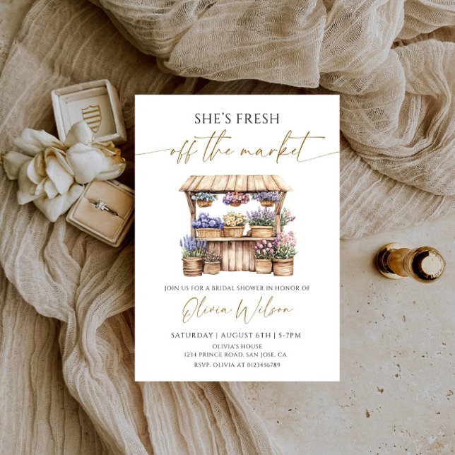 Invitación Está recién salida del mercado Fiesta de ducha de  (Subido por el creador)