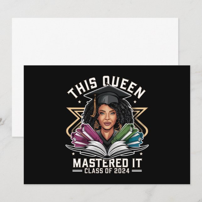 Invitación Esta Reina dominó la clase de graduación de 2024 (Anverso / Reverso)