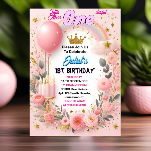 Invitación Esta Reina linda Miss Pequeña Maravillosa Primer C (Subido por el creador)