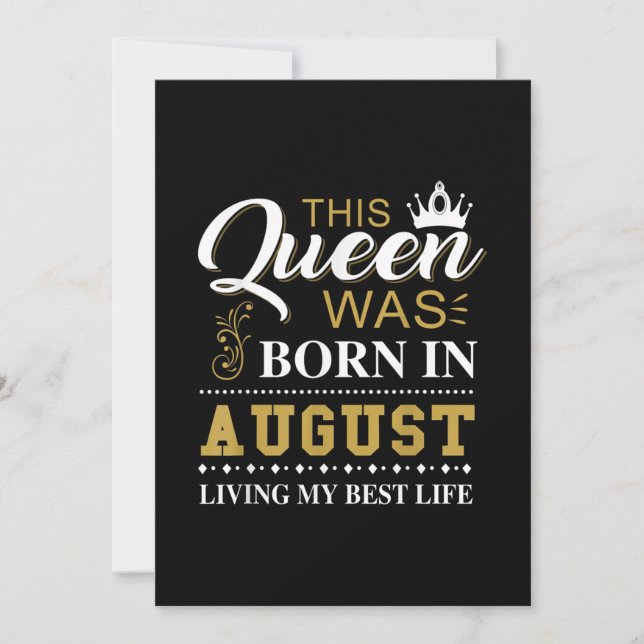Invitación Esta Reina Nació En Agosto Regalo De Cumpleaños (Anverso)