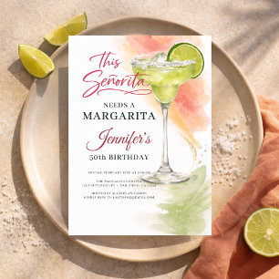 Invitación Esta Señorita Necesita una Margarita 50º Fiesta