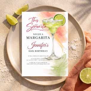 Invitación Esta Señorita Necesita una Margarita 60º Fiesta