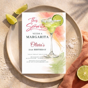 Invitación Esta Señorita Necesita una Margarita Cumpleaños 21