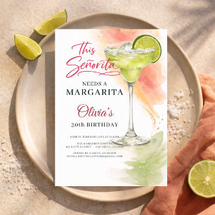 Invitación Esta Señorita Necesita una Margarita Cumpleaños 30
