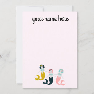 Invitación Estacionalidad de Sirenas Personalizadas Notecards