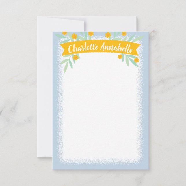 Invitación Estacionamiento de banner con flores azules y amar (Anverso)