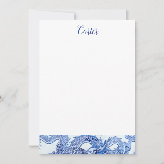 Invitación Estacionamiento de dragones azules y blancos (Anverso)