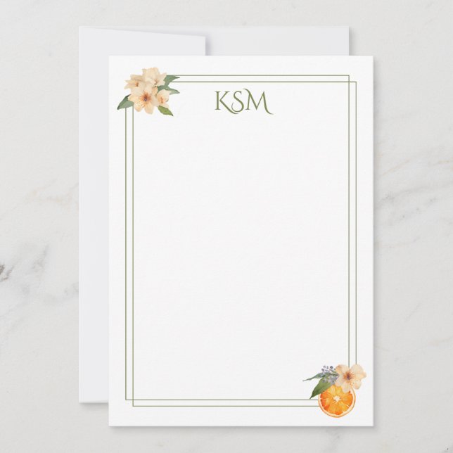 Invitación Estacionamiento de monograma de naranja Blossom (Anverso)