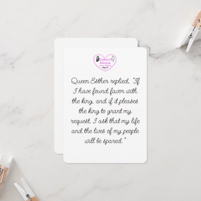 Invitación Estacionaria milagrosa de Esther con sobres (Anverso/Reverso In Situ)