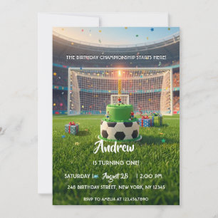 Invitación Estadio de Fútbol Gol de Deportes Fiesta Cumpleaño