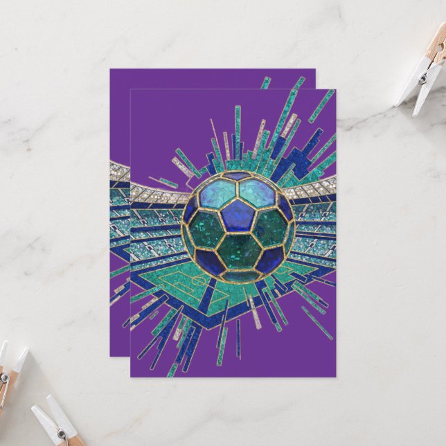 Invitación Estadio de Fútbol Mosaico Explosión Abstracto Copa (Anverso/Reverso In Situ)