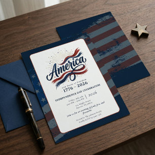 Invitación Estados Unidos 250 Años 4 de Julio Día de la Indep
