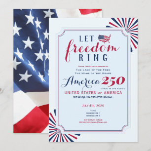 Invitación Estados Unidos 250 Años Conmemoración Deje que sue