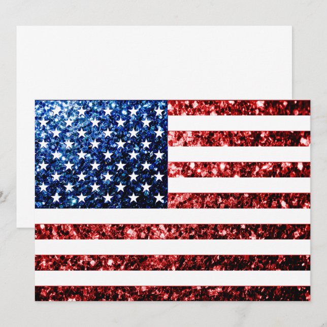 Invitación Estados Unidos bandera azul rojo brillante purpuri (Anverso / Reverso)
