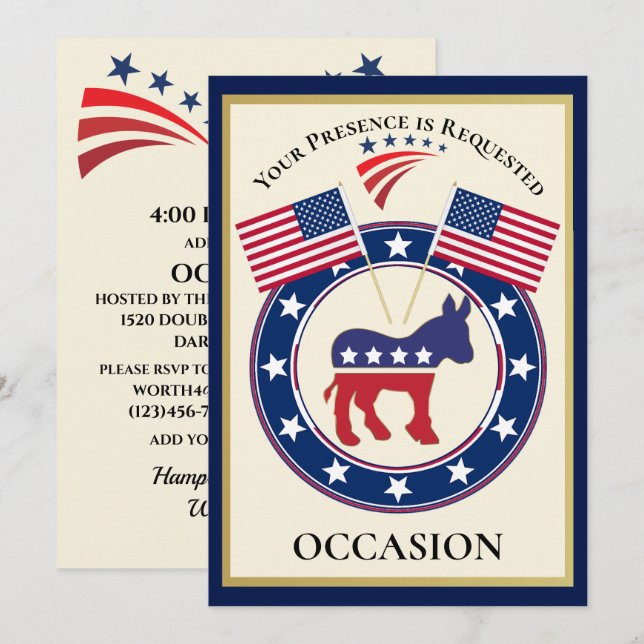 Invitación Estados Unidos Patriótico (Anverso / Reverso)