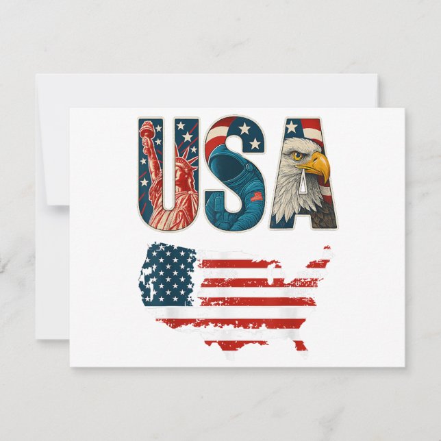 Invitación Estados Unidos Patriótico 4 de julio Bandera de Es (Anverso)
