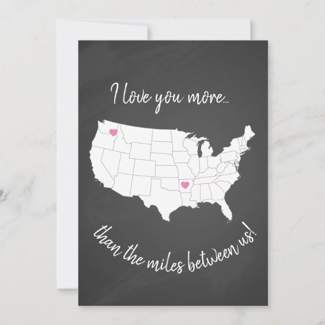 Invitación Estados Unidos te amo más que las millas entre nos (Anverso)
