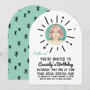Invitación ESTALLIDO DE ESTRELLAS   Cumpleaños con Foto Simpl