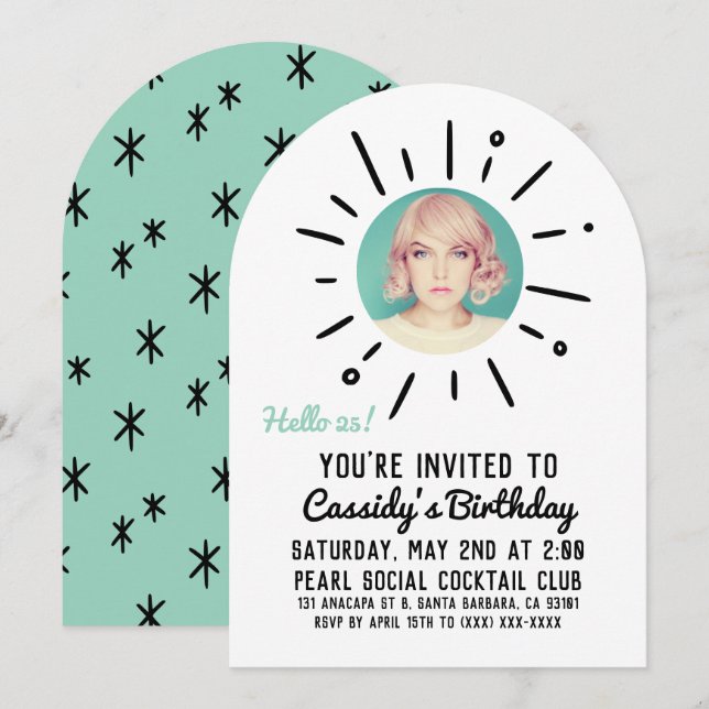 Invitación ESTALLIDO DE ESTRELLAS | Cumpleaños con Foto Simpl (Anverso / Reverso)