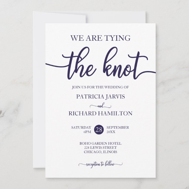 Invitación Estamos Amarrando Al Boda Blanco Azul De La Marina (Anverso)