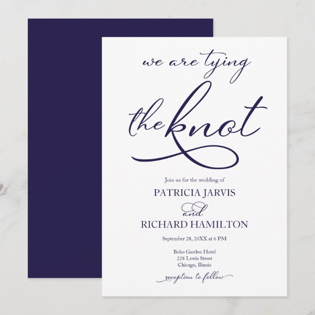 Invitación Estamos Amarrando Al Boda Del Guión Azul De La Mar (Anverso / Reverso)