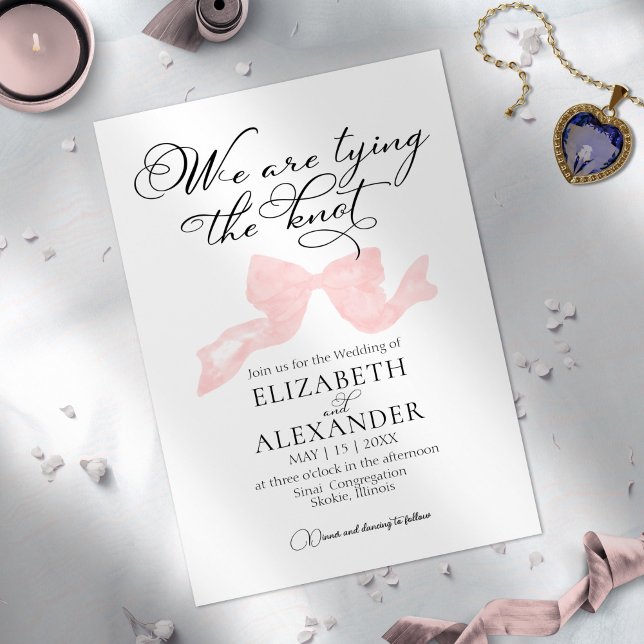 Invitación Estamos Amarrando El Nudo | Boda De Bow Rosado (Subido por el creador)