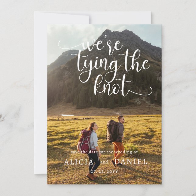 Invitación Estamos atando el código QR de fotos Knot 2 Save t (Anverso)