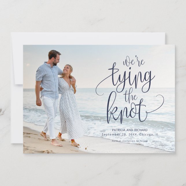 Invitación Estamos Atando El Nudo Boda Guardar La Fecha Foto (Anverso)