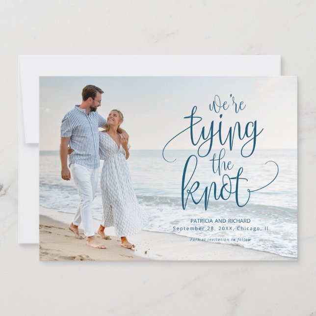 Invitación Estamos Atando El Nudo Boda Guardar La Fecha Foto (Anverso)