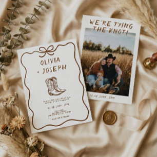 Invitación Estamos atando el nudo Foto de boda de Western Ran