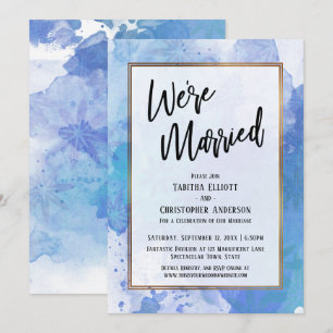 Invitación Estamos Casados Borde Dorado Abstracto Salpicadura