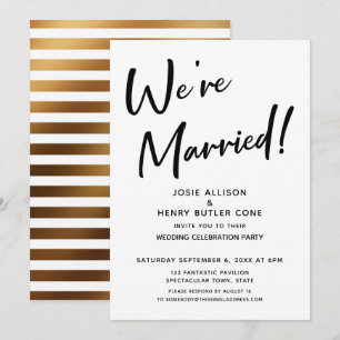 Invitación Estamos casados con la banda de oro de la recepció