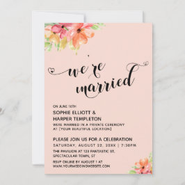 Invitación Estamos Casados Corazones Guión Rubor Boho Florale