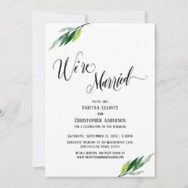 Invitación Estamos Casados Escritura Floreciente y Verdor
