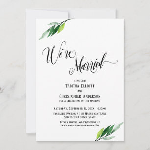 Invitación Estamos Casados Escritura Floreciente y Verdor