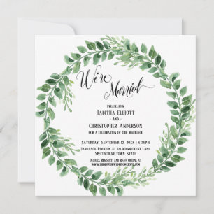 Invitación Estamos casados Recepción Únicamente Corona Verde