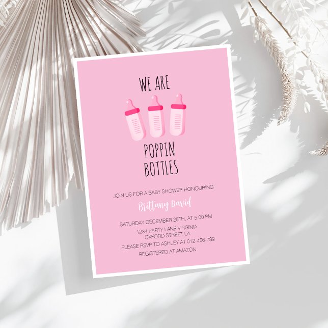 Invitación Estamos Comprando Botellas Chica Rosado Baby Showe (Subido por el creador)