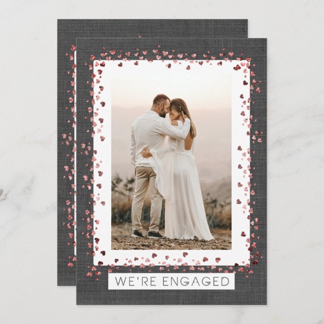 Invitación Estamos comprometidos con el compromiso de fotos d (Anverso / Reverso)