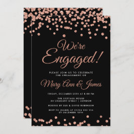 Invitación ¡Estamos comprometidos! Rosa Purpurina de oro Conf