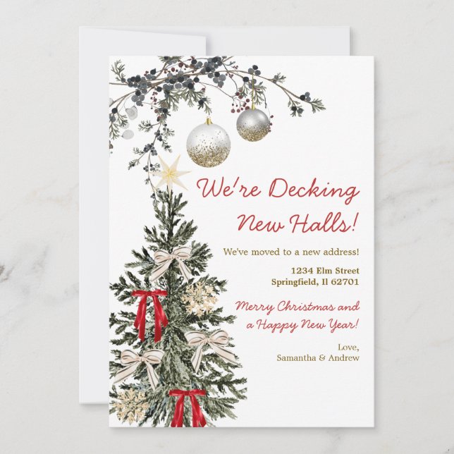 Invitación Estamos decorando nuevos pasillos Árbol de Navidad (Anverso)