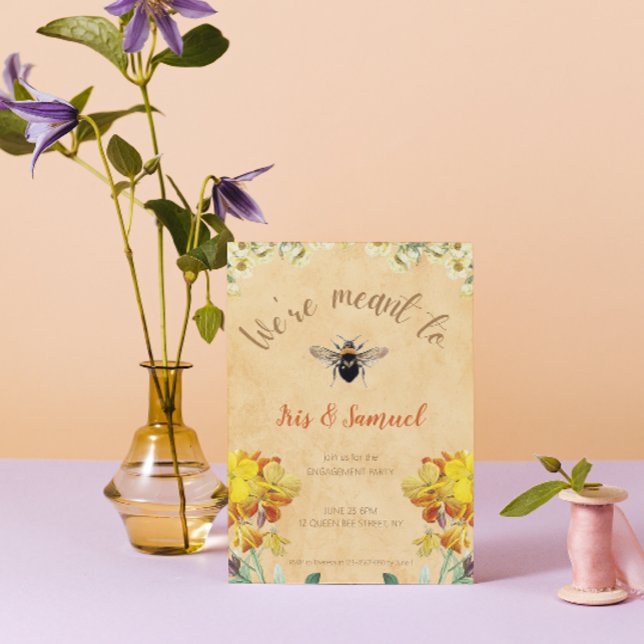 Invitación Estamos destinados a ser el compromiso floral vint (Subido por el creador)