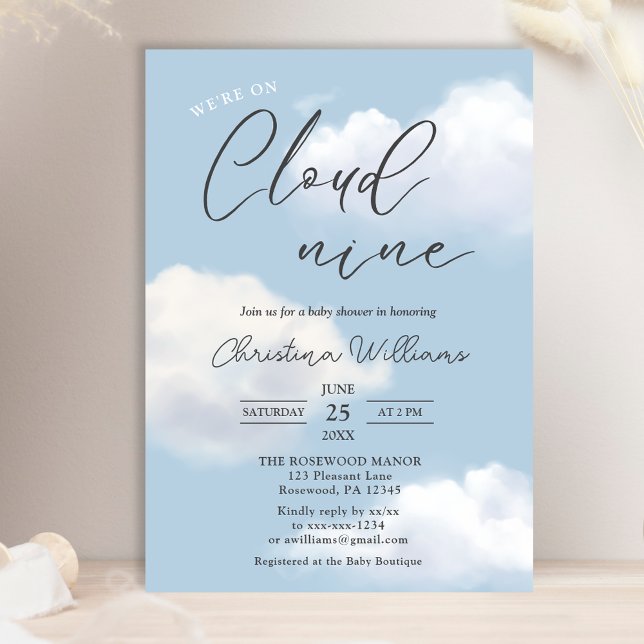 Invitación Estamos en Cloud 9 Blue Boy Baby Shower (Subido por el creador)